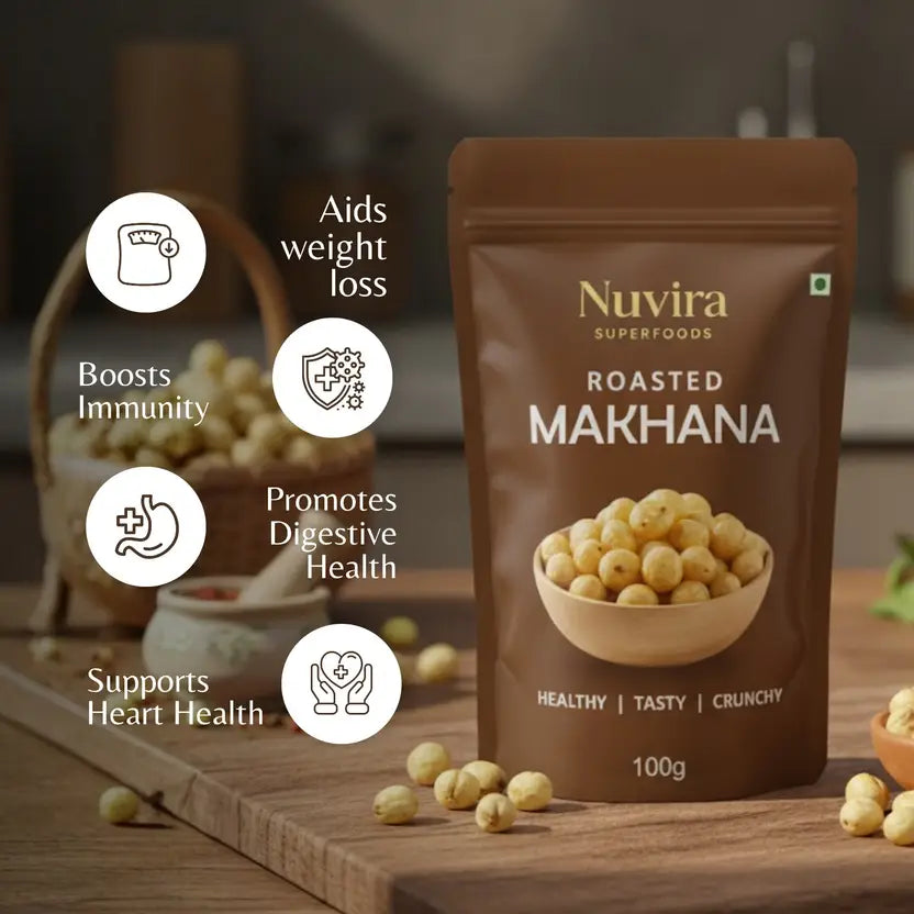 Nuvira Premium Roasted Makhana | Protein-Rich Healthy Snack | Lotus Seeds(Makhana)  (100 g)