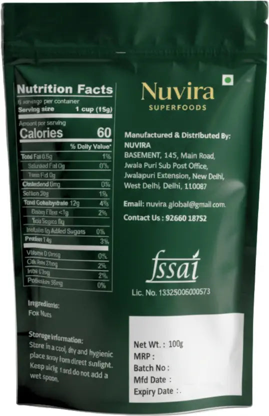 Nuvira Regular Lotus Seed Pop/Gorgon Nut Puffed Kernels (Phool Makhana) Lotus Seeds(Makhana)  (100 g)