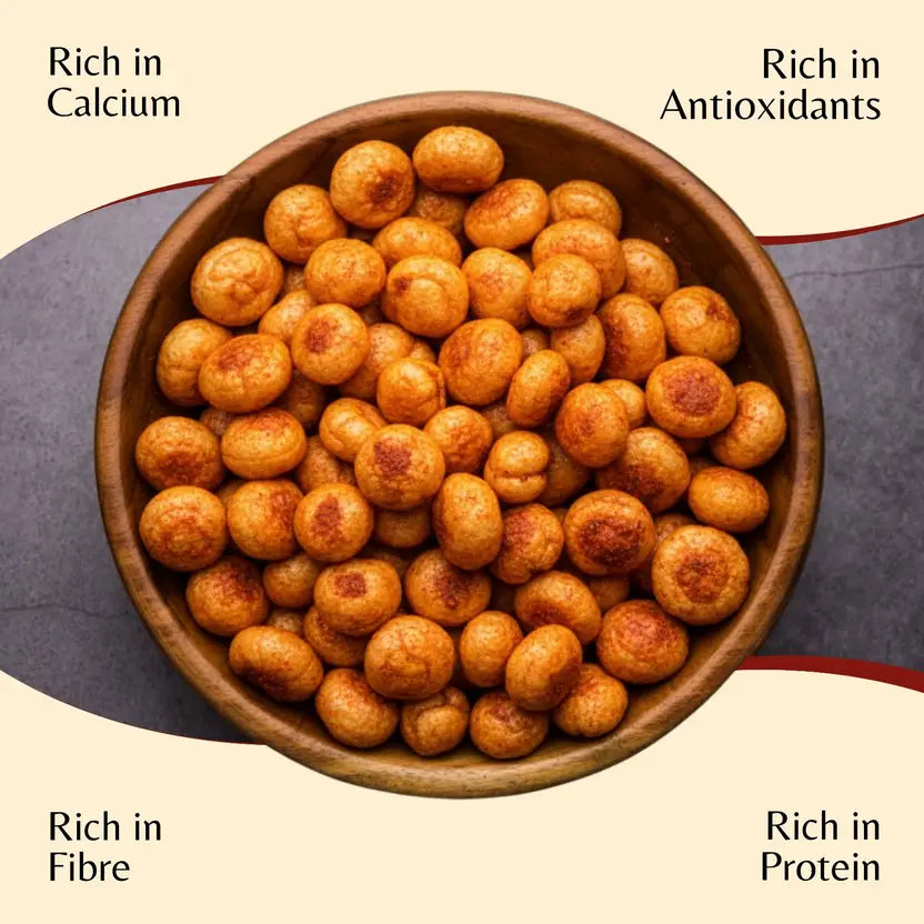 Nuvira Superfoods Peri Peri Roasted Makhana – Healthy Crunchy Snack 100g Lotus Seeds(Makhana)