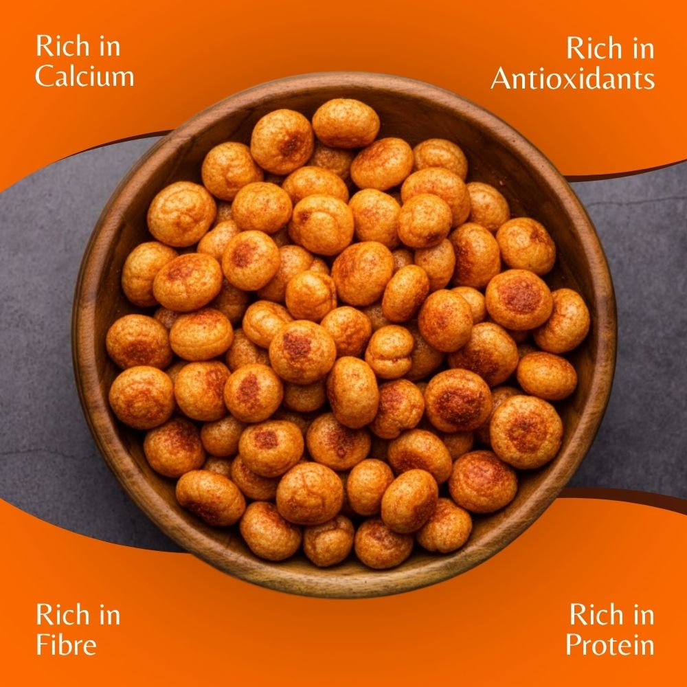 Nuvira Peri-Peri Makhana| Crunchy Roasted Fox Nuts | Spicy Tangy Peri-Peri Flavor | Healthy Snack 70gm Jar