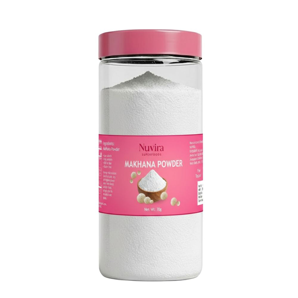 Nuvira Makhana Powder 70g Jar | 100% Natural Fox Nuts Powder | Nutrient-Rich Superfood | Protein & Calcium Boost