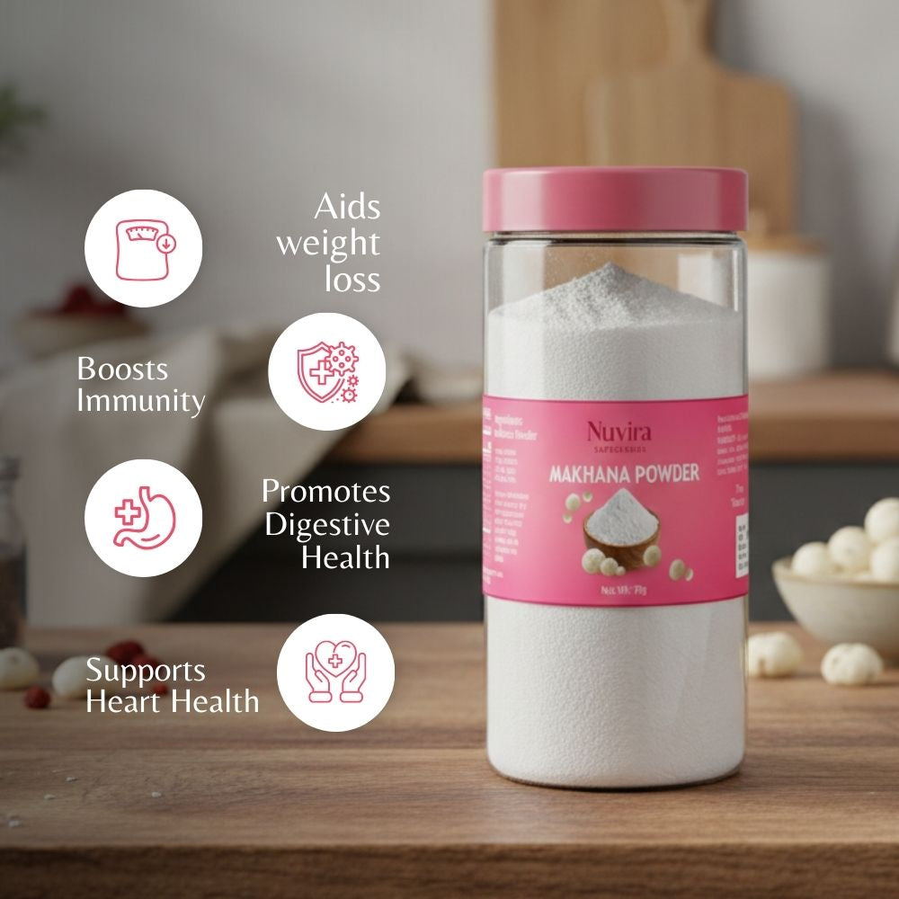 Nuvira Makhana Powder 70g Jar | 100% Natural Fox Nuts Powder | Nutrient-Rich Superfood | Protein & Calcium Boost
